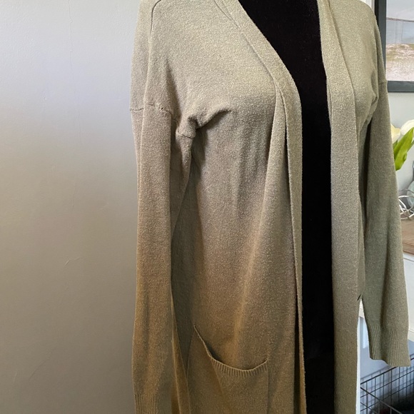 Debut Long Sleeve Duster Cardigan Olive Green Size Small - Picture 3 of 16
